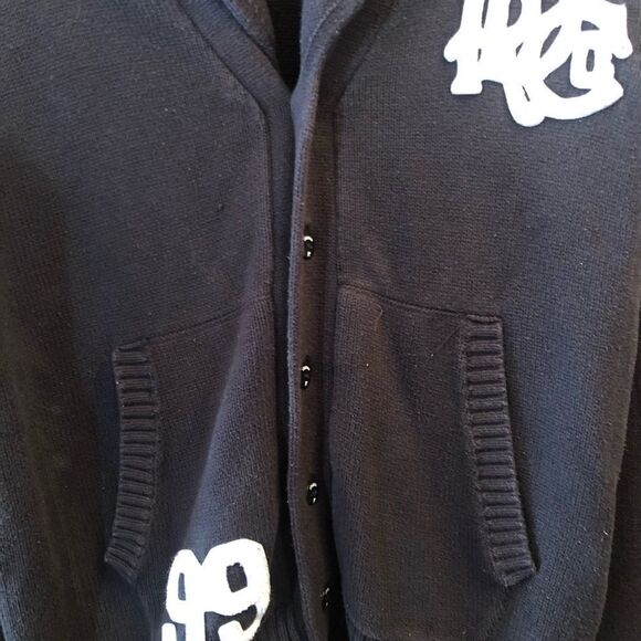 Vintage 90’s Authentic ROCAWEAR Black Preppy Shawl Collar Tight Knit Cardigan XL - Picture 2 of 14